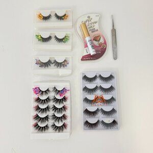 13 Sets of Fake False Eyelashes Standard Black & Colored Jewel Bedazzled